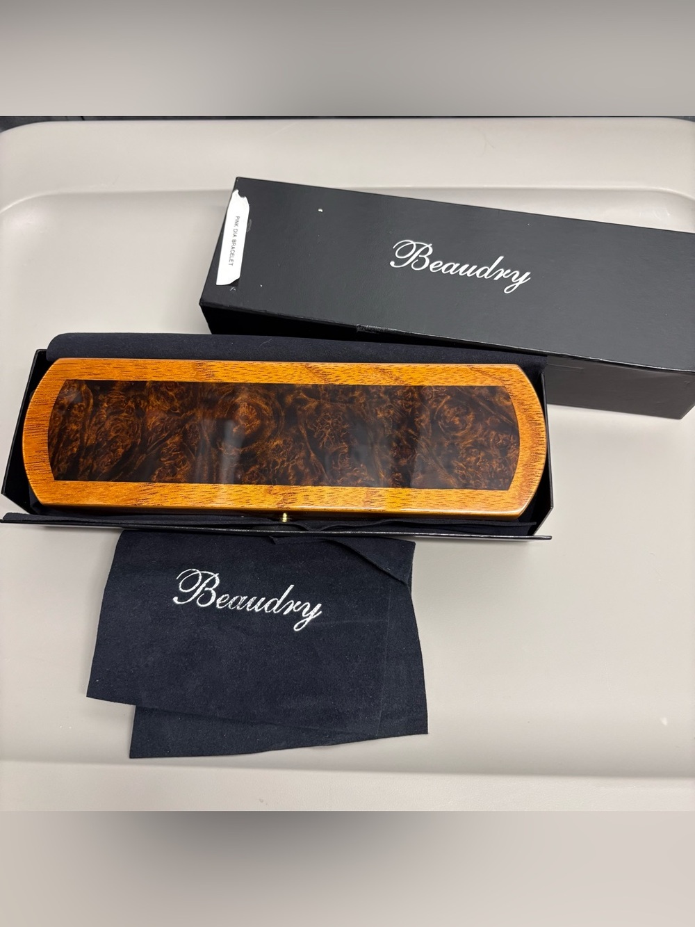Michael Beaudry authentic Burlwood bracelet jewelry box